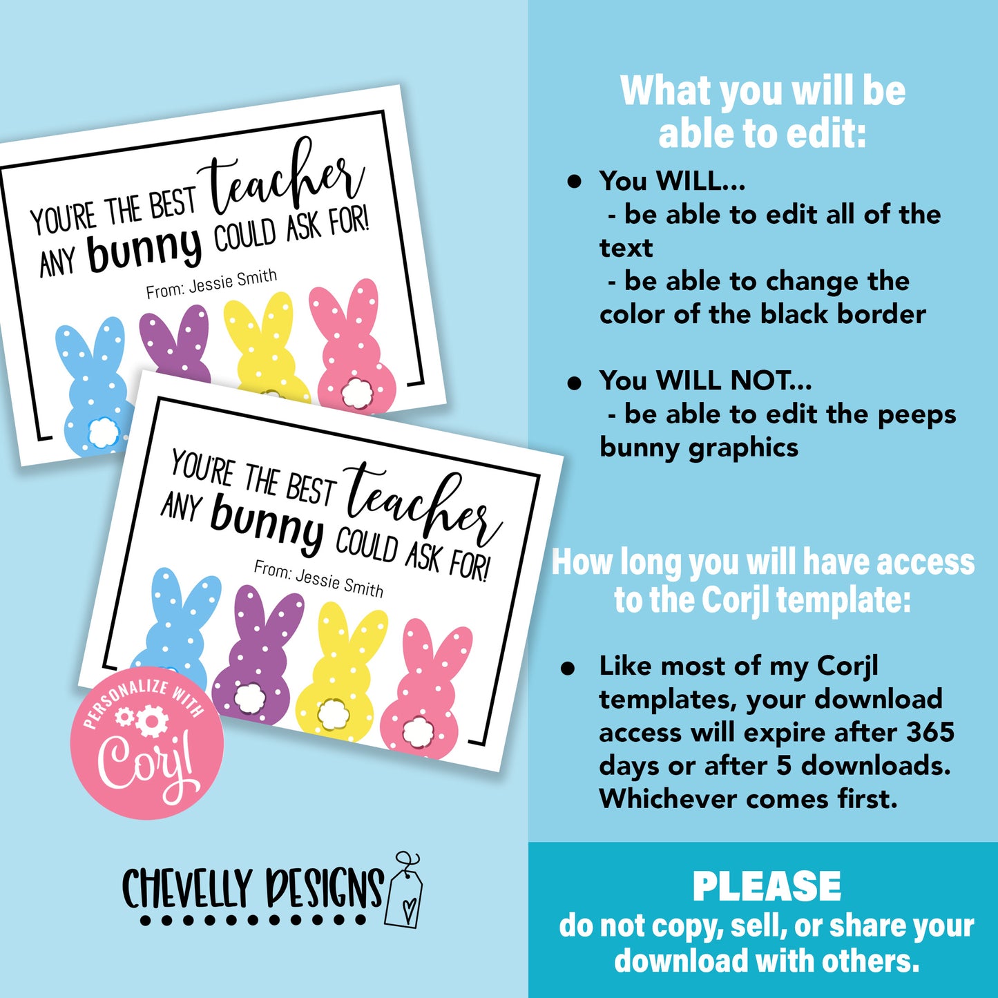 Editable - You're the Best Teacher any Bunny Could Ask For - Easter Gift Tags - Printable  Digital File