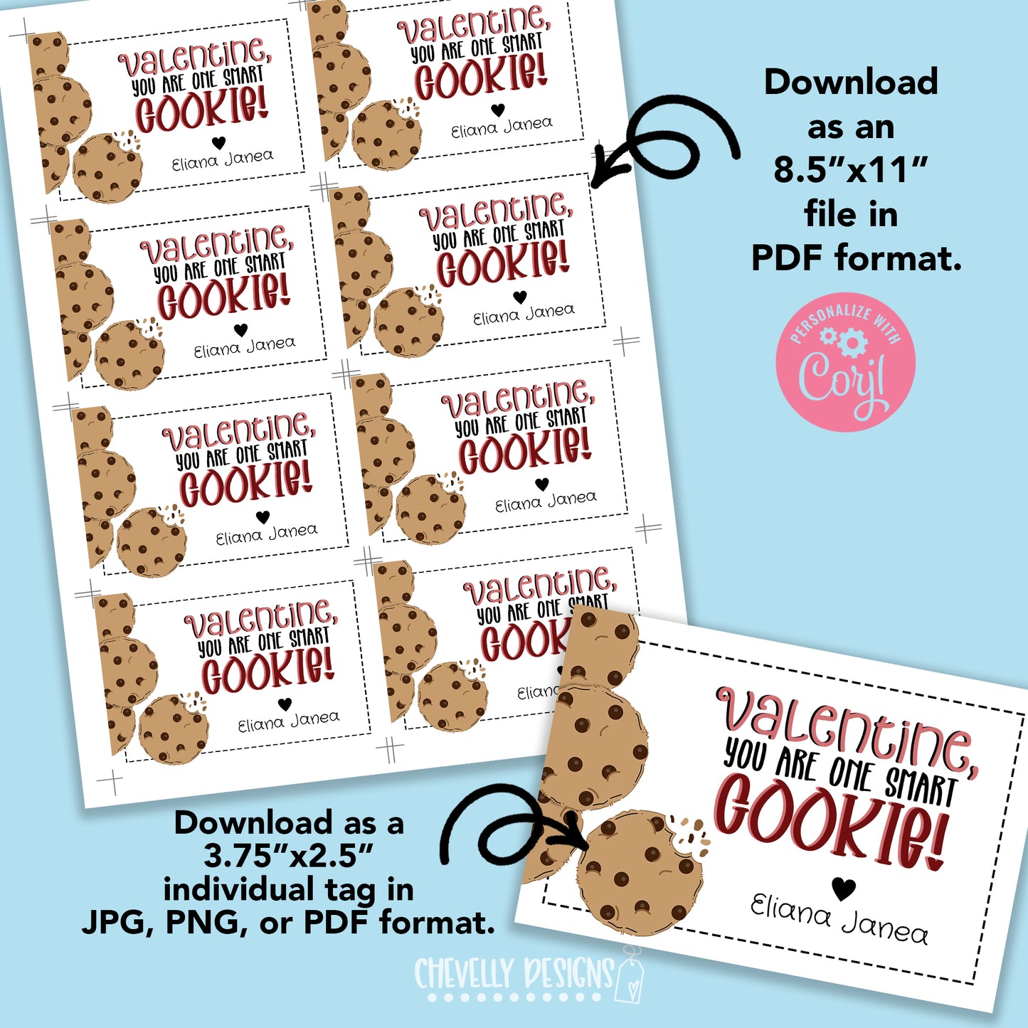 editable-smart-cookie-valentine-cards-printable-digital-file-gif-chevelly-designs for Free Printable Smart Cookie Tags Editable - Smart Cookie Valentine Cards - Printable Digital File - Gif – Chevelly Designs for Free Printable Smart Cookie Tags