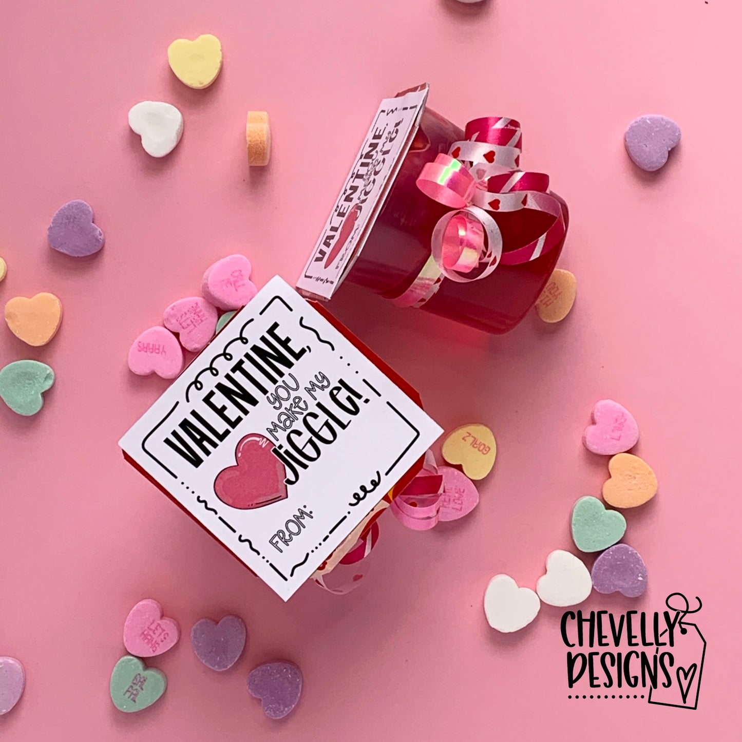 Printable Valentine Cards for Kids - You Make My Heart Jiggle - Designed for Jello Snack Packs - Digital Download