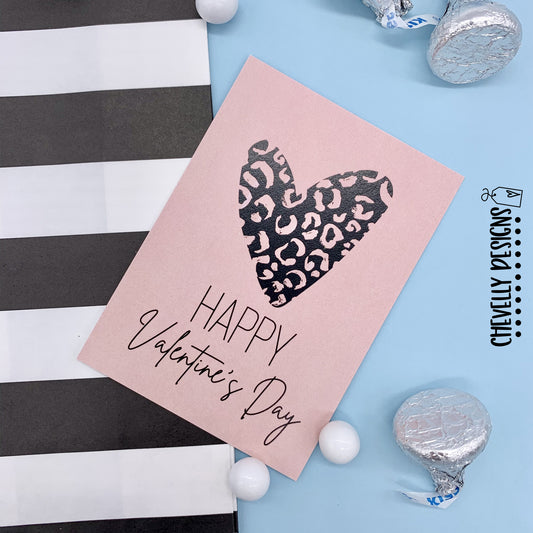 Printable Happy Valentine's Day Gift Tags - Leopard Print Heart - Digital Download