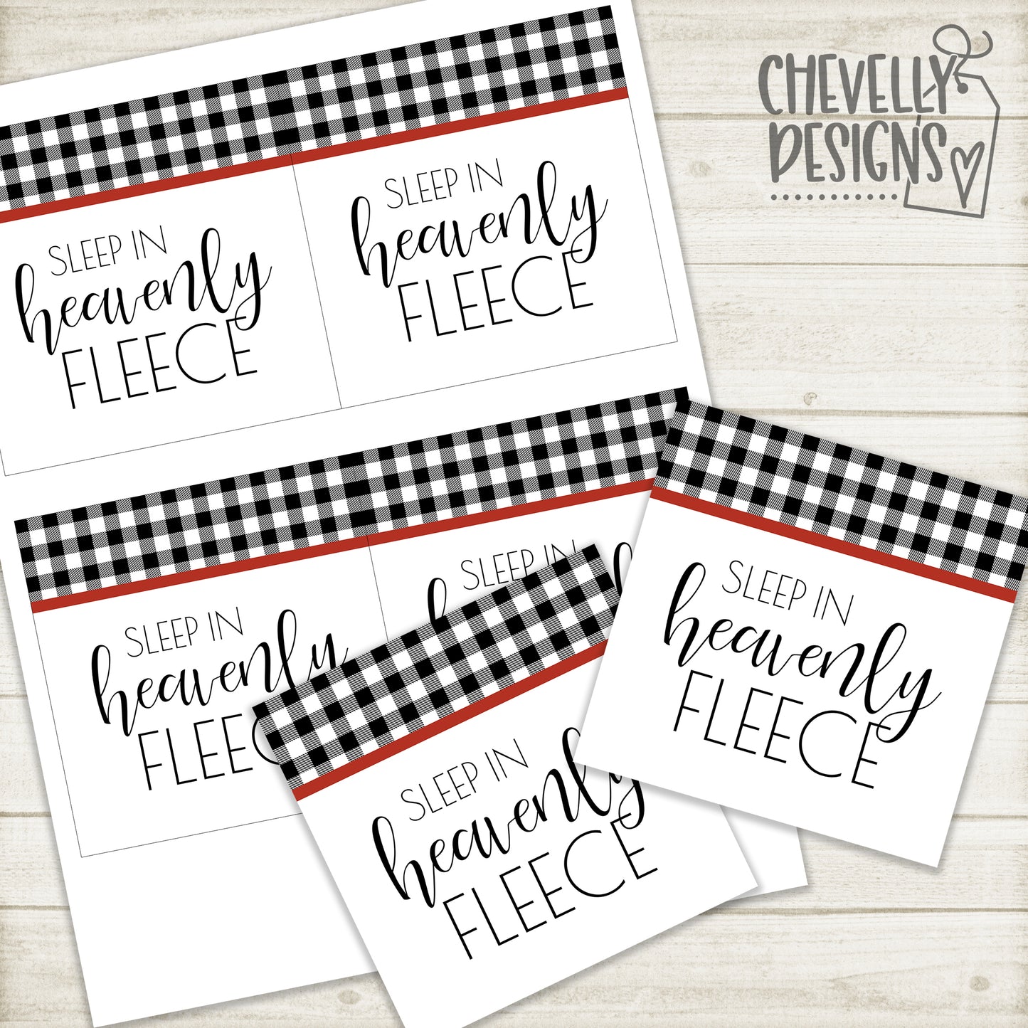 Printable - Sleep in Heavenly Fleece - Gift Tags in Black and White Buffalo Check >>>Instant Digital Download<<<