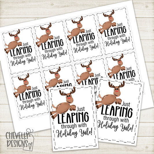 Printable - Leaping through with Holiday Yule - Gift Tags >>>Instant Digital Download<<<