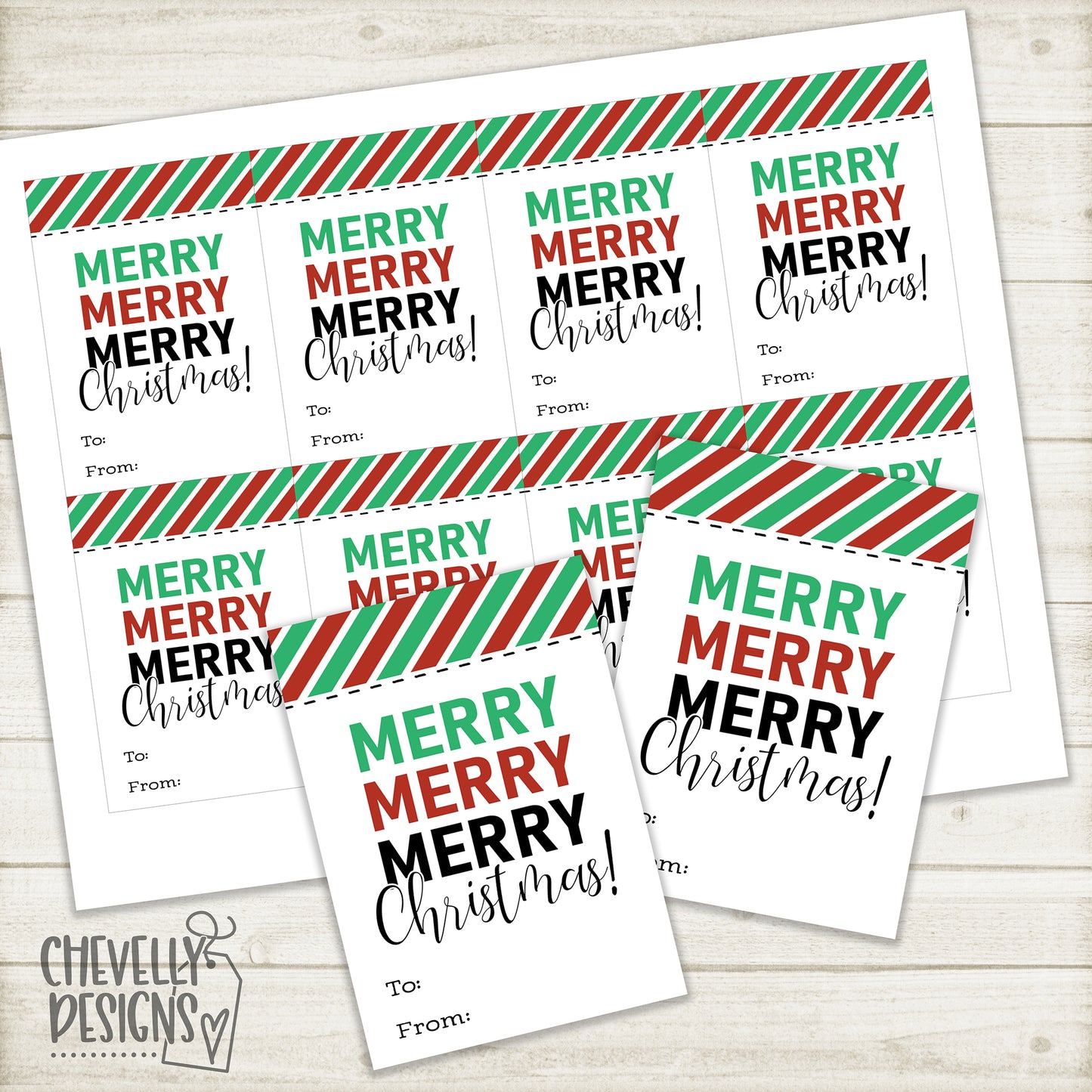 Printable Merry Merry Merry Christmas Gift Tags >>> Instant Digital Download <<<