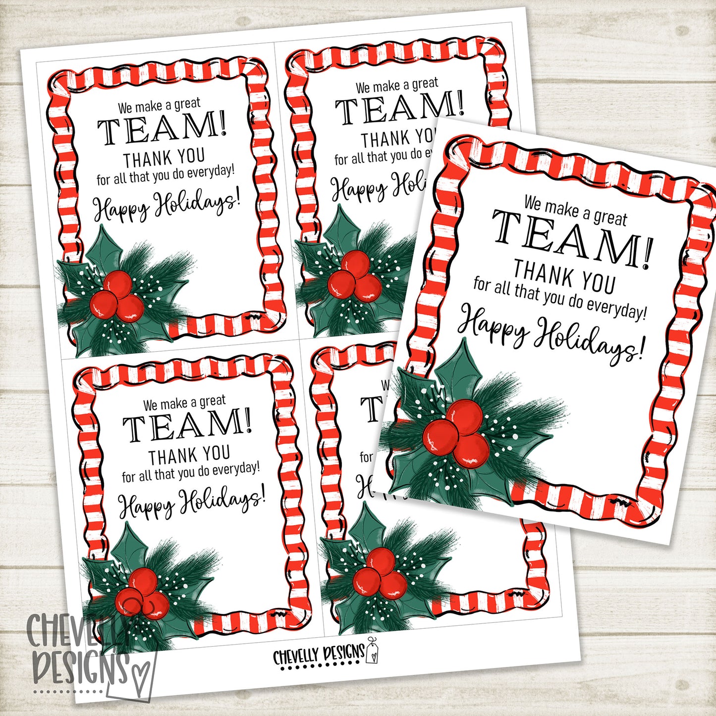 Printable Christmas Gift Tags - We make a Great Team >>>Instant Digital Download<<<