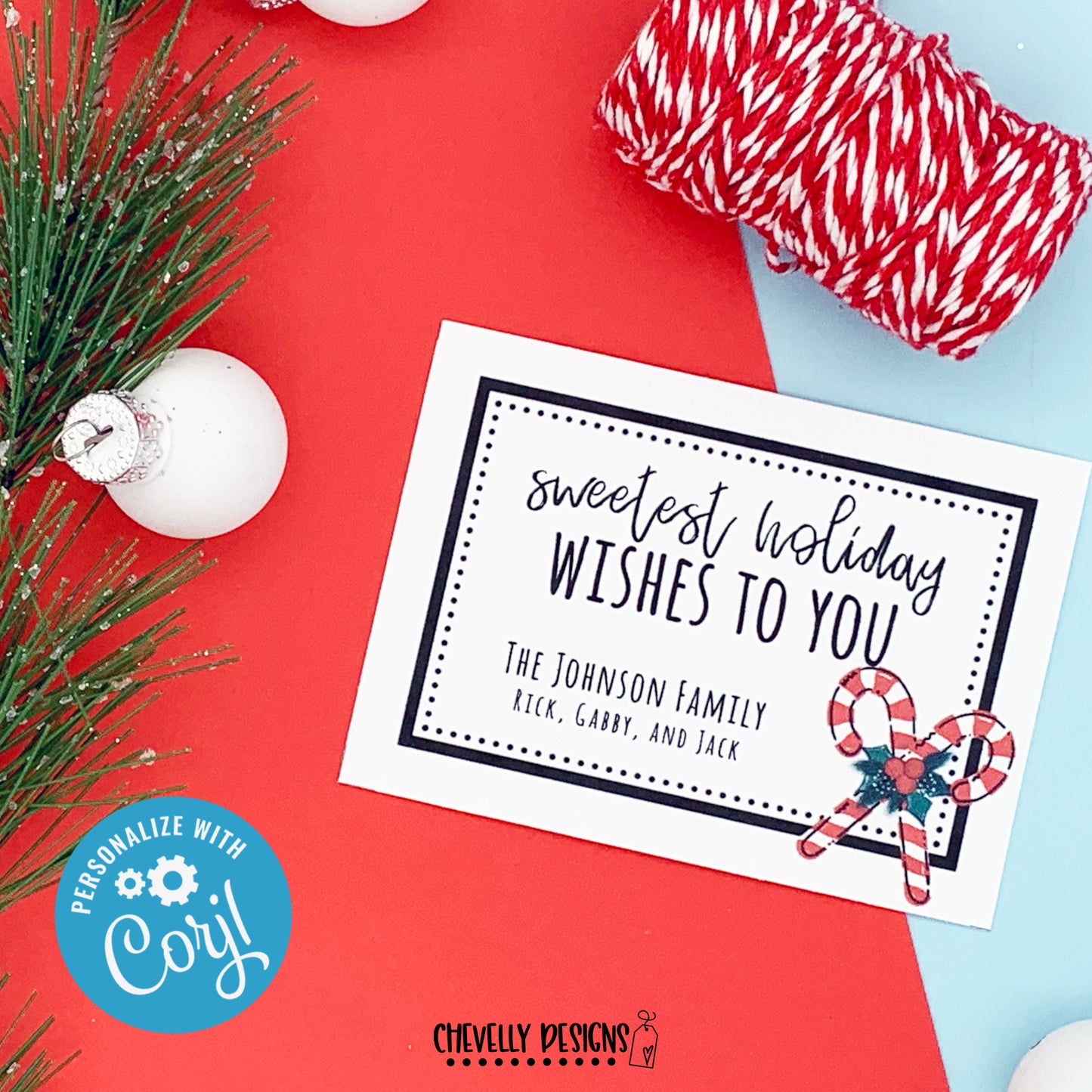 Editable Digital File - Sweetest Holiday Wishes - Printable Candy Cane Gift Tags