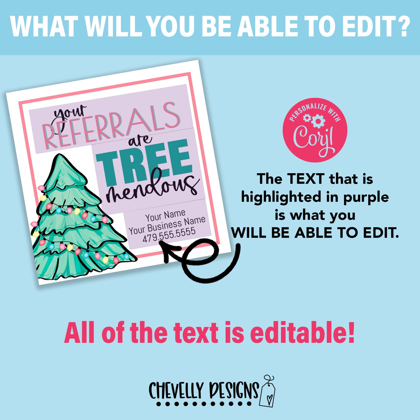 Editable - Your Referrals are Tree-mendous - Printable Digital File