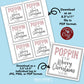 Editable - Poppin by to say Merry Christmas - Gift Tags for popcorn, pop, or pop-its - Printable Digital File
