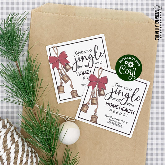 EDITABLE - Give Us A Jingle - Christmas Business Referral Gift Tags - Printable Digital File