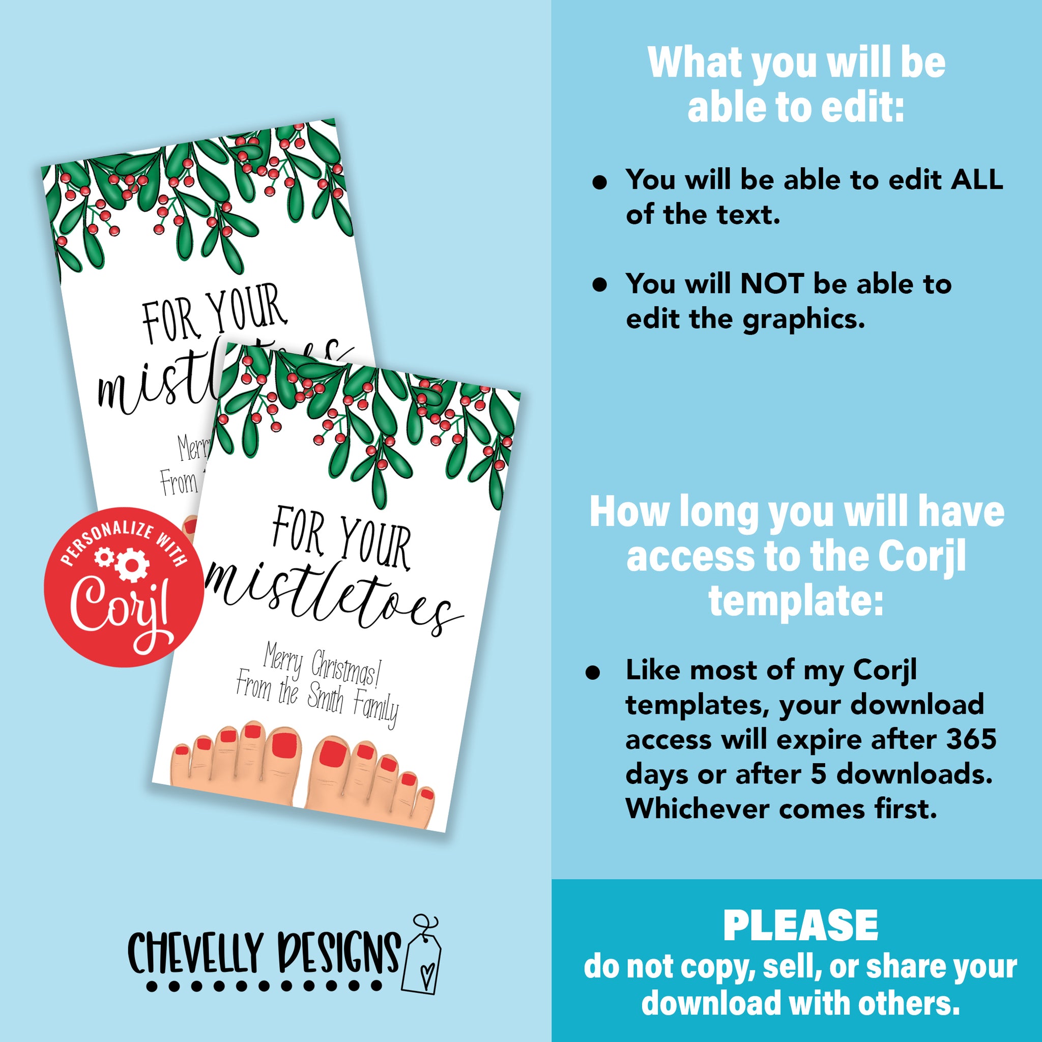 EDITABLE - For Your Mistletoes - Printable Christmas Gift Tag - Digita ...