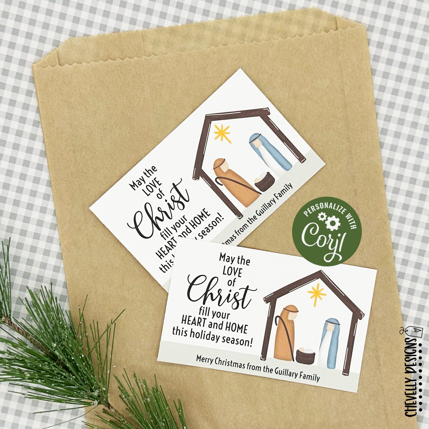 EDITABLE - Love of Christ Christmas Nativity Gift Tags - Printable Digital File