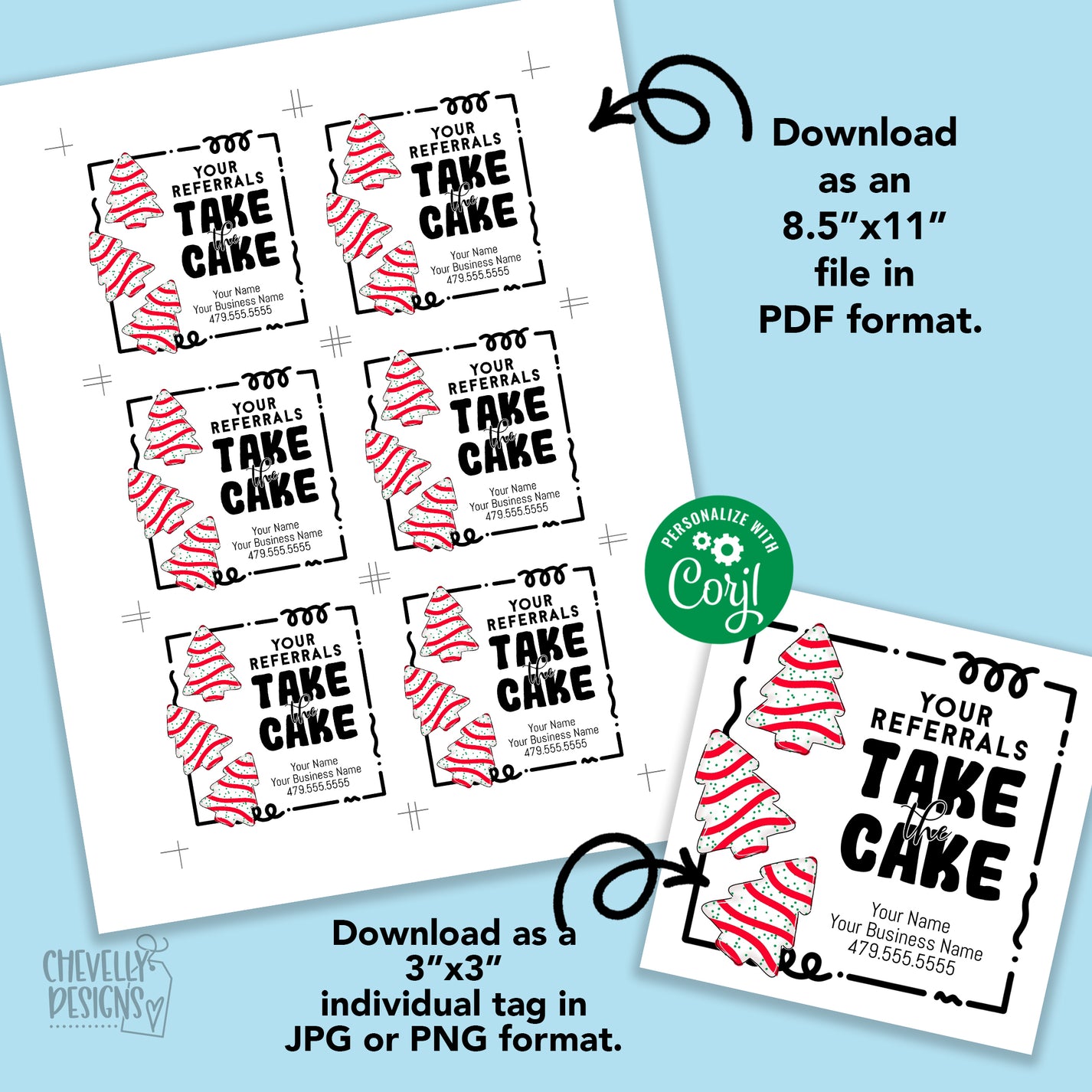 EDITABLE Your Referrals Take the Cake Christmas Business Referral