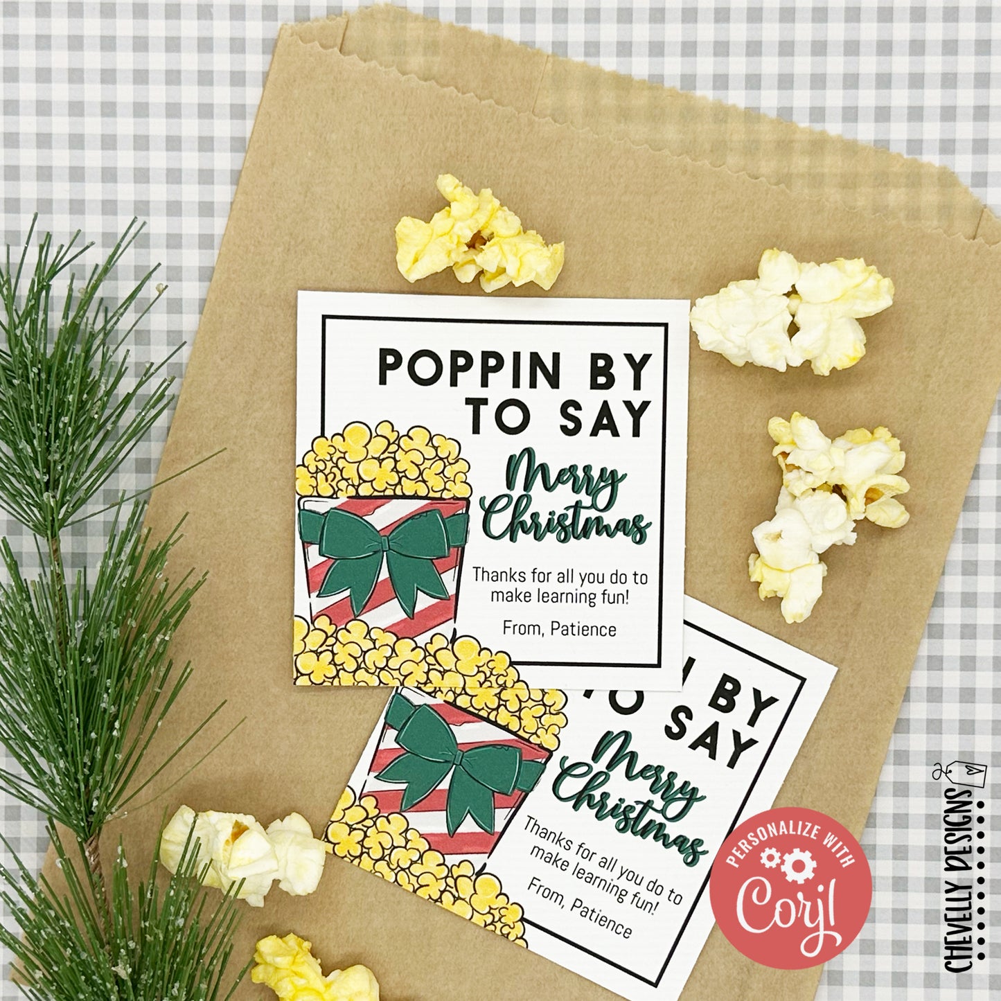 EDITABLE - Poppin By To Say Merry Christmas - Printable Gift Tags - Digital File