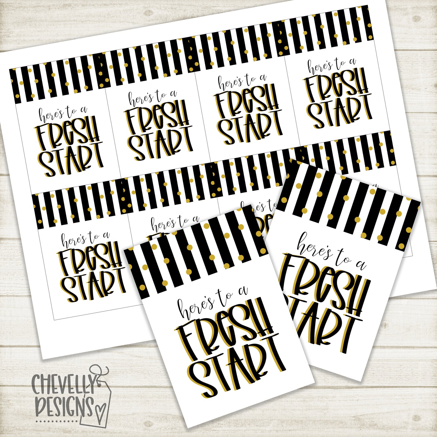 Printable Here's to a Fresh Start - New Year Gift Tags ***Instant Digital File***