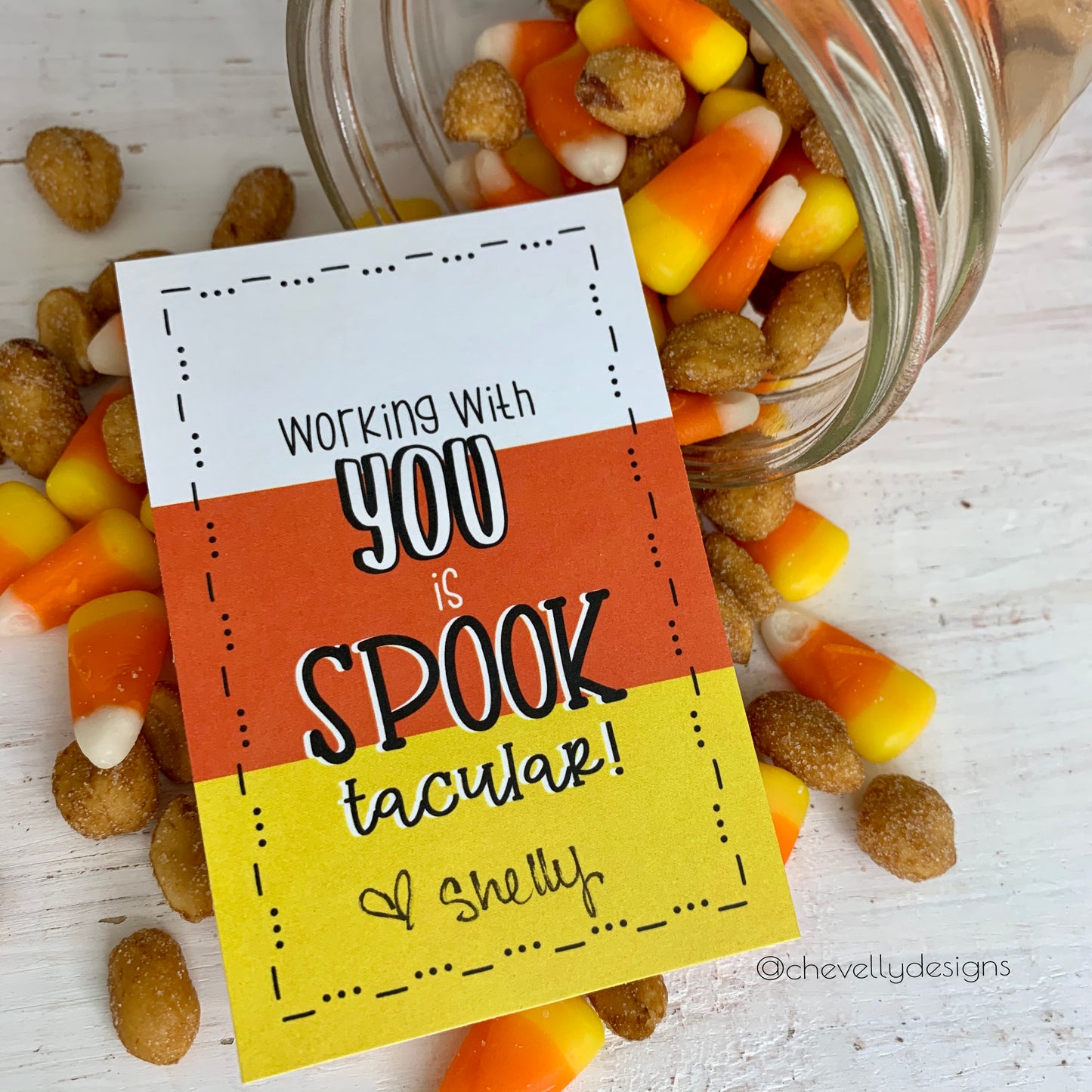 Instant Digital Download - Printable Candy Corn Gift Tags for Halloween - Working with you is SPOOK-tacular