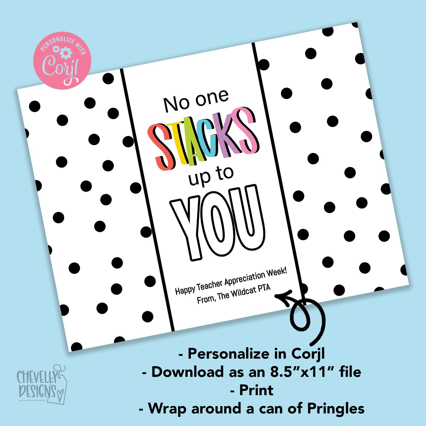 Editable - No One Stacks Up to You - Appreciation Pringles Can Wrap - Printable Digital File