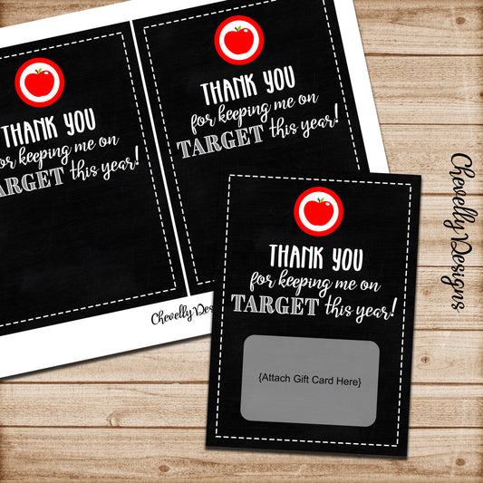 Thank You Target Gift Card Printable for Teacher Appreciation - Instant Digital Download