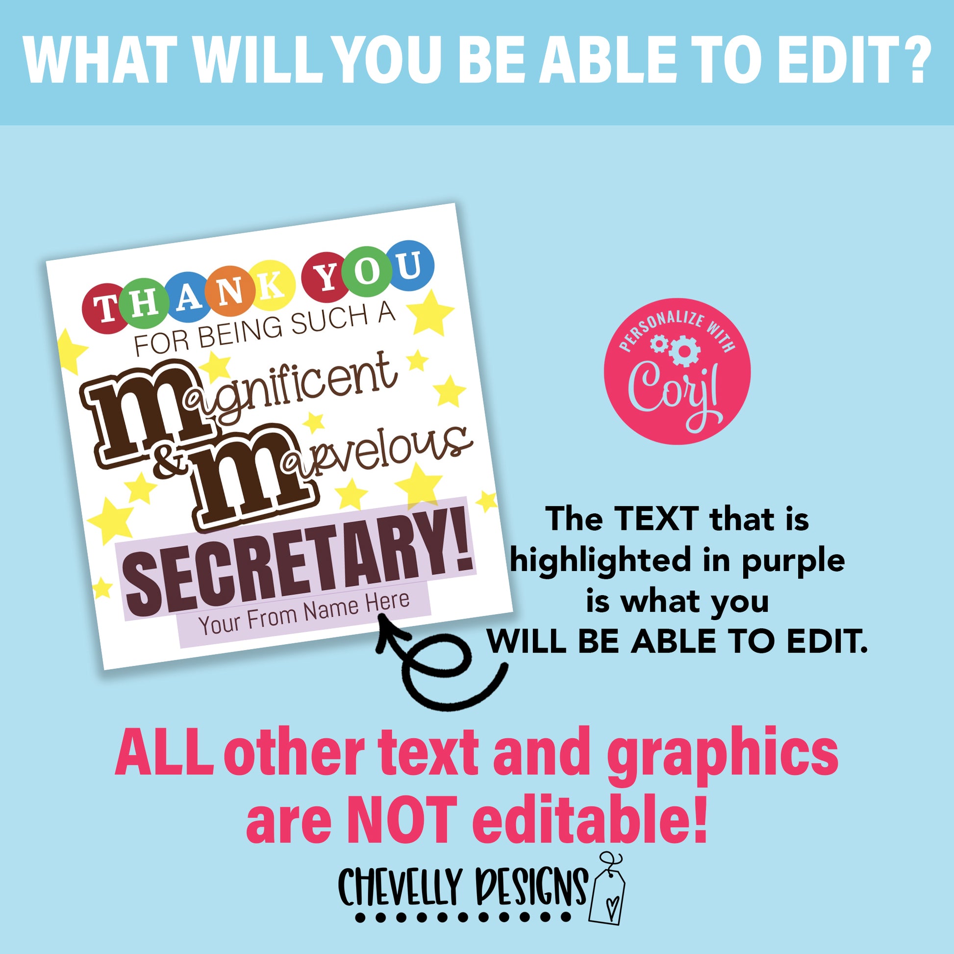 Editable - Secretary Appreciation - Magnificent and Marvelous Gift Tag ...