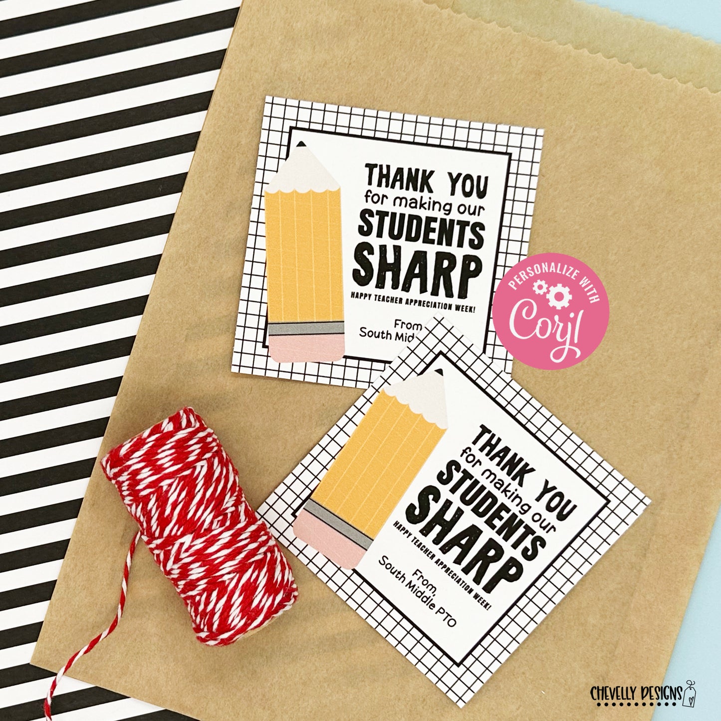 EDITABLE - Thank You For Making Our Students Sharp - Teacher Appreciation Gift Tags - Printable Digital File
