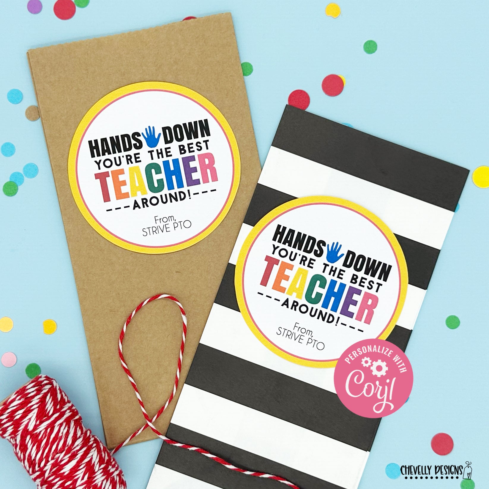 EDITABLE Hands Down You re the Best Teacher Appreciation Gift Tags
