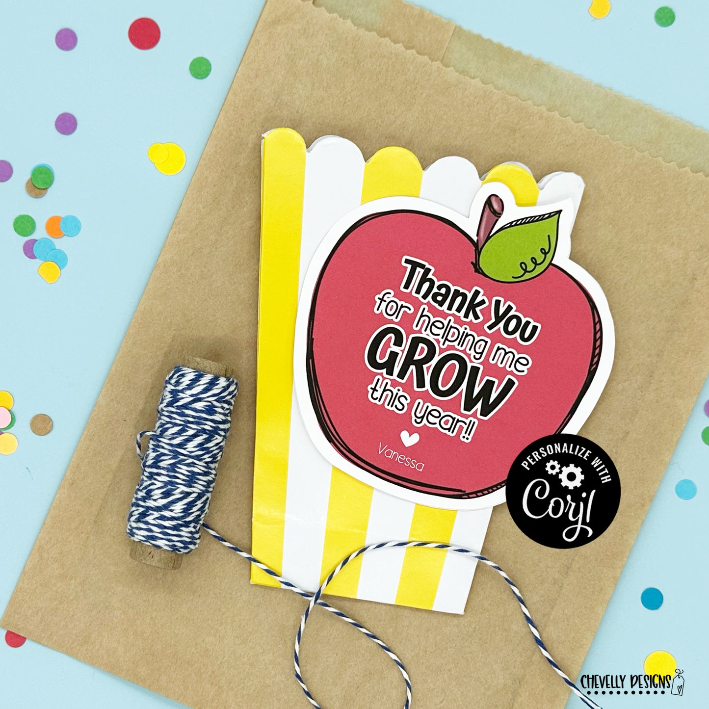 EDITABLE - Thank You For Helping Me Grow This Year - Apple Teacher Appreciation Gift Tags - Printable Digital File
