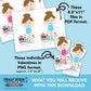 Printable Ballet Scrunchie Valentine Cards - Brown Haired Ballerina - Digital File