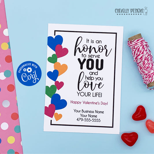 Editable - It's an Honor to Serve You - Valentine Gift Tags - Printable Digital File