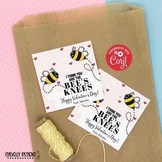 EDITABLE - You are the Bee's Knees - Bee Valentine Cards - Printable Digital File