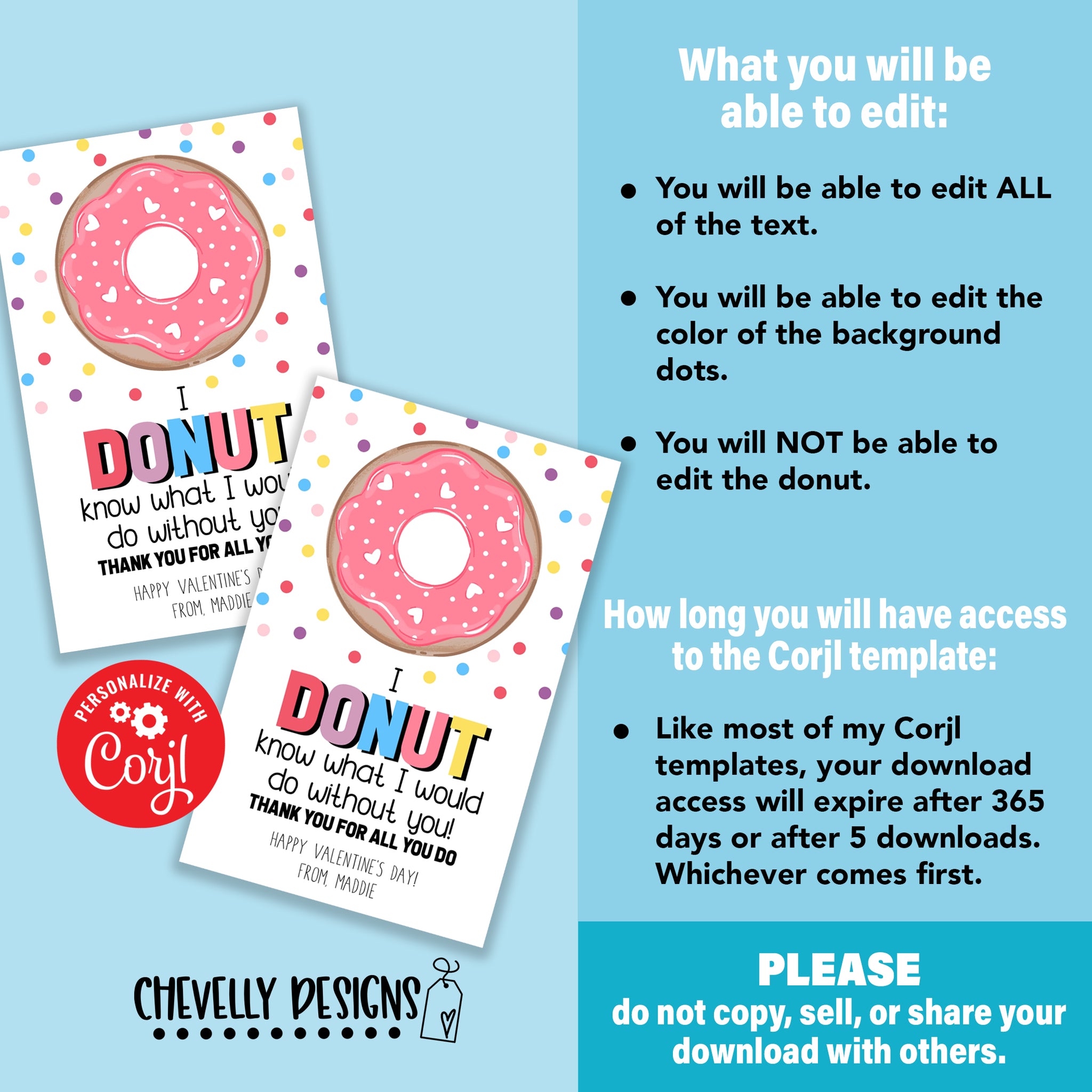 EDITABLE - Donut Appreciation Valentine Cards for Staff - Printable Di ...