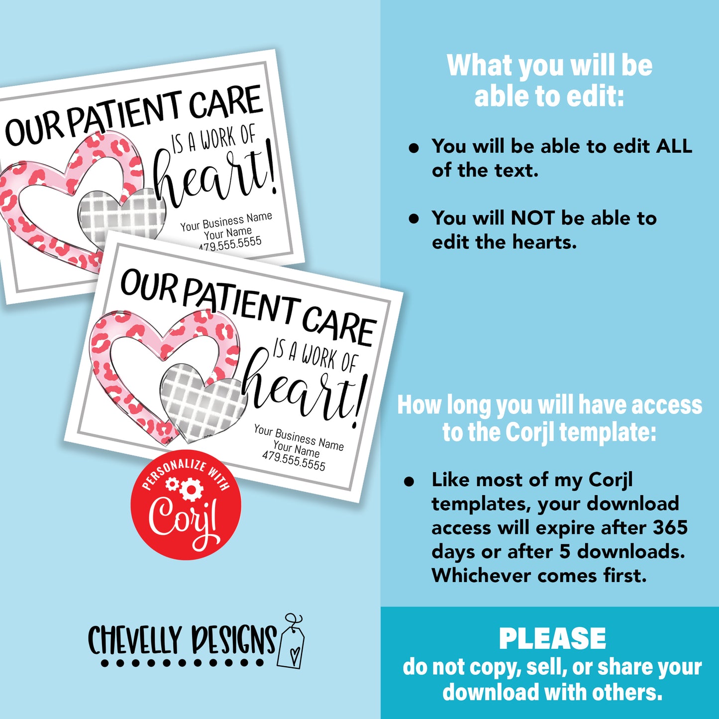 EDITABLE - Our Patient Care is a Work of Heart - Printable Referral Tags - Digital File