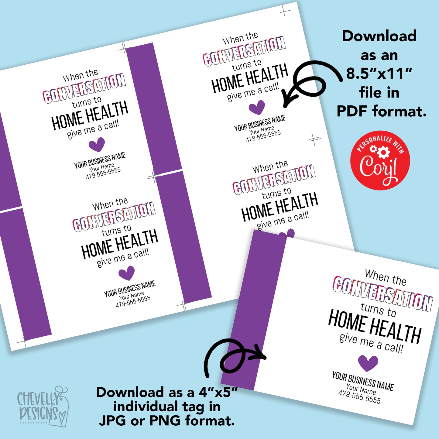 EDITABLE - When the Conversation Turns to Home Health - Referral Valentine Cards - Printable Digital File
