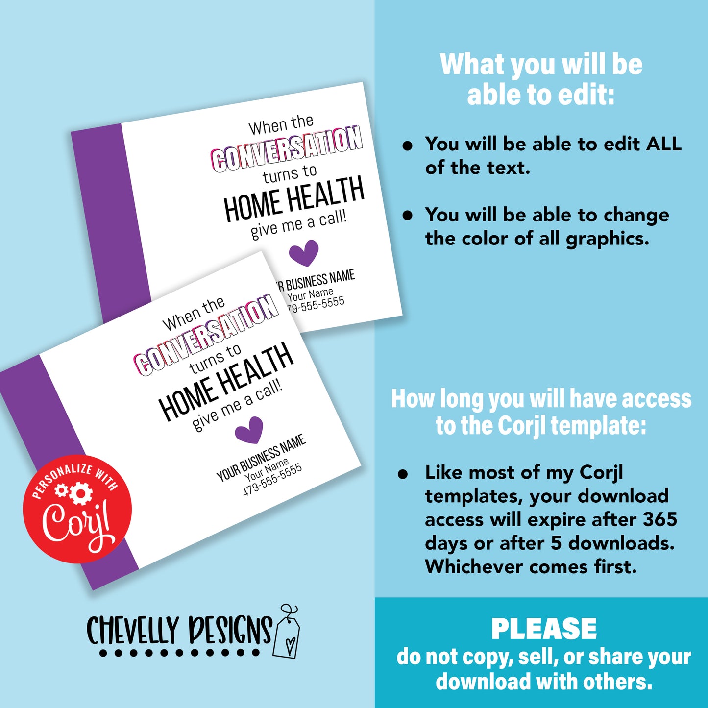 EDITABLE - When the Conversation Turns to Home Health - Referral Valentine Cards - Printable Digital File