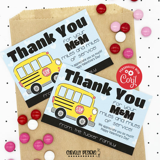 EDITABLE - Thank You For Your Service - Bus Driver Appreciation Gift Tags - Printable Digital File