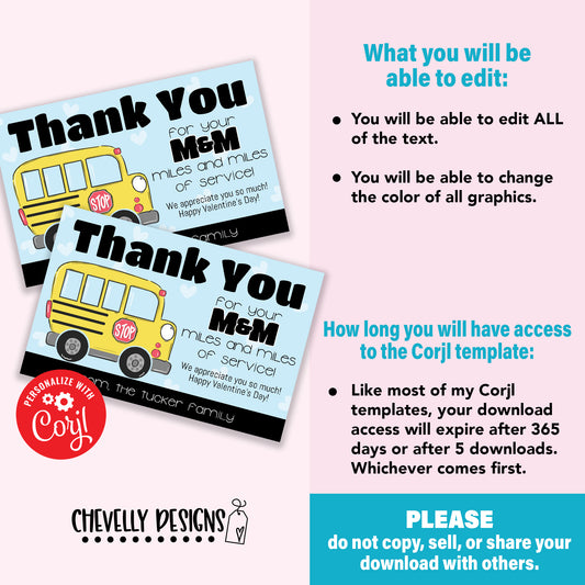 Printable BUS DRIVER Appreciation  Gift Card Holder. Thank You for  Being an Amazing Driver Digital Editable Instant Download. (Instant  Download) 