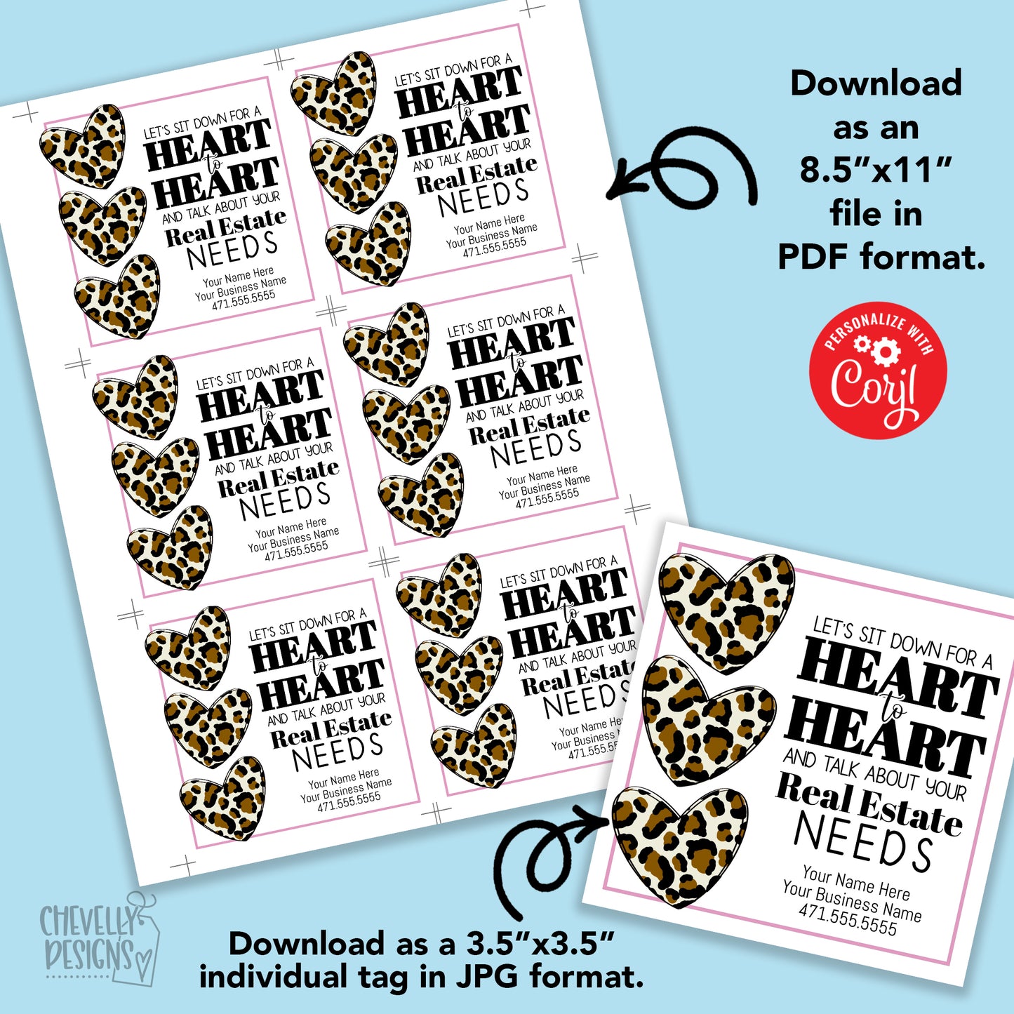 EDITABLE - Let's Have a Heart to Heart - Printable Referral Gift Tags - Digital File