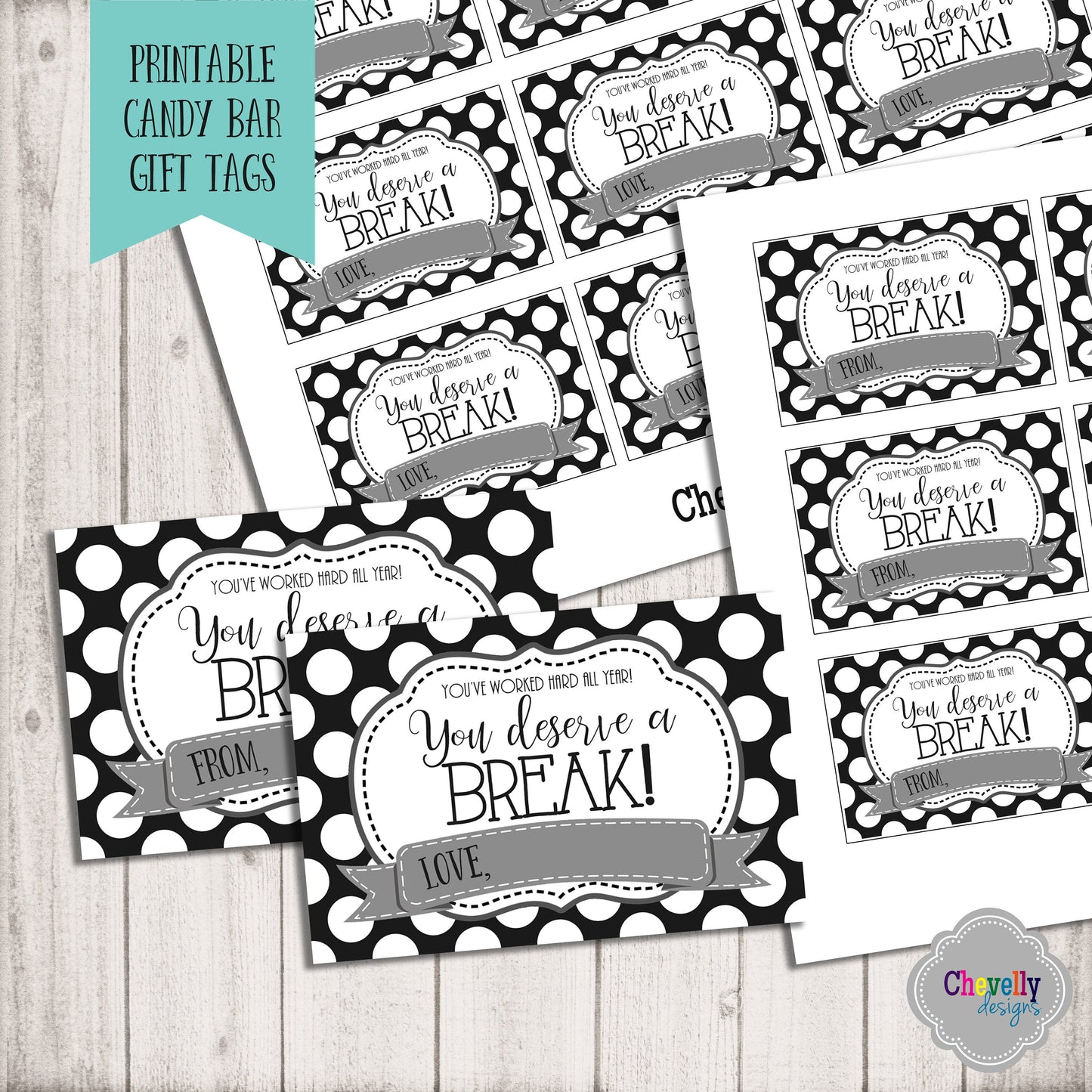 You Deserve a BREAK Printable Candy Bar Tags | Printable - Instant Digital File