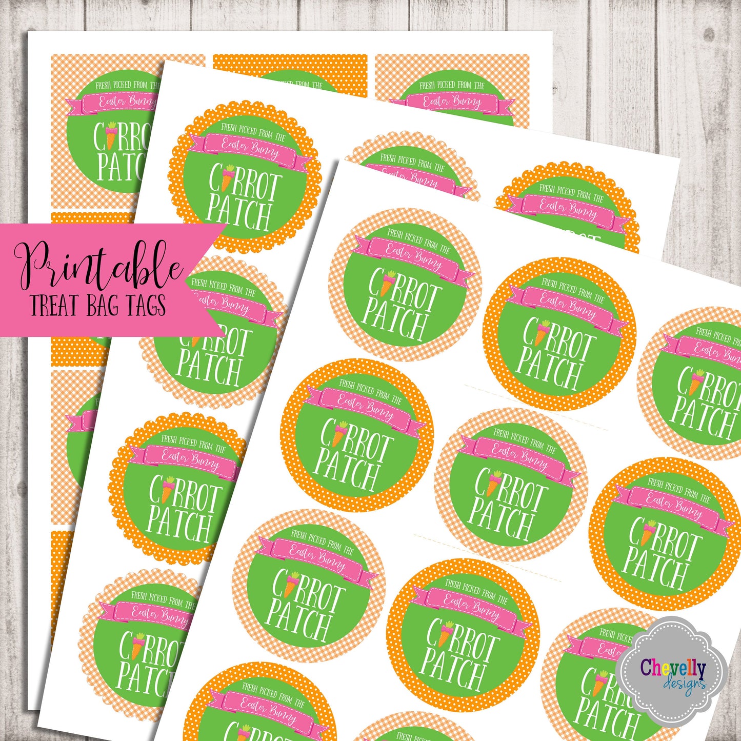 Easter Bunny Carrot Patch Treat Bag Tags | Printable - Instant Digital File