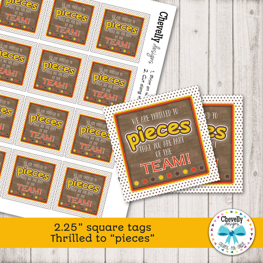 Thrilled to PIECES | square hang tags | co-worker gift | boss gift | reeses candy | HT041