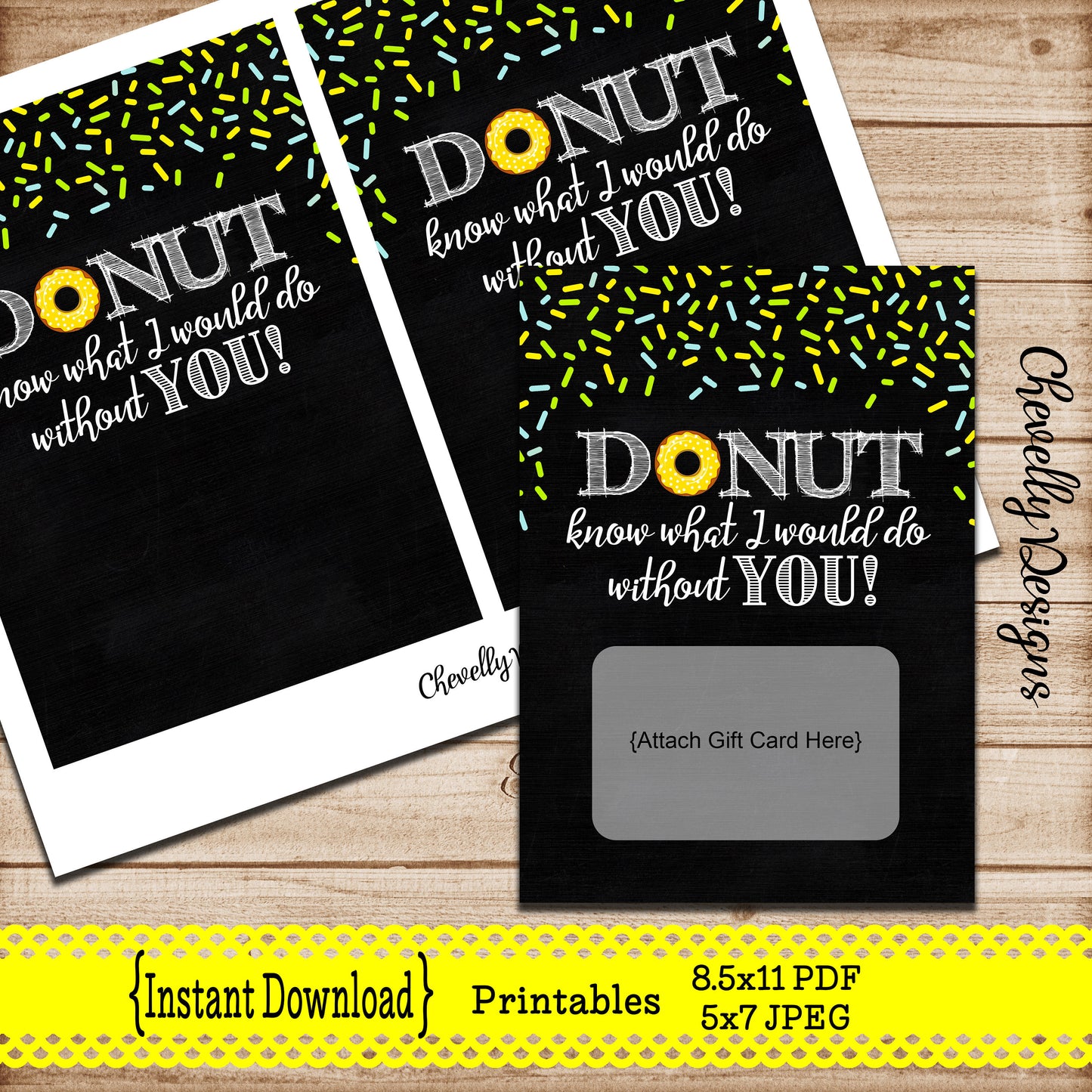 Printable 5x7 Donut Store Thank You Gift Card - Instant Digital Download