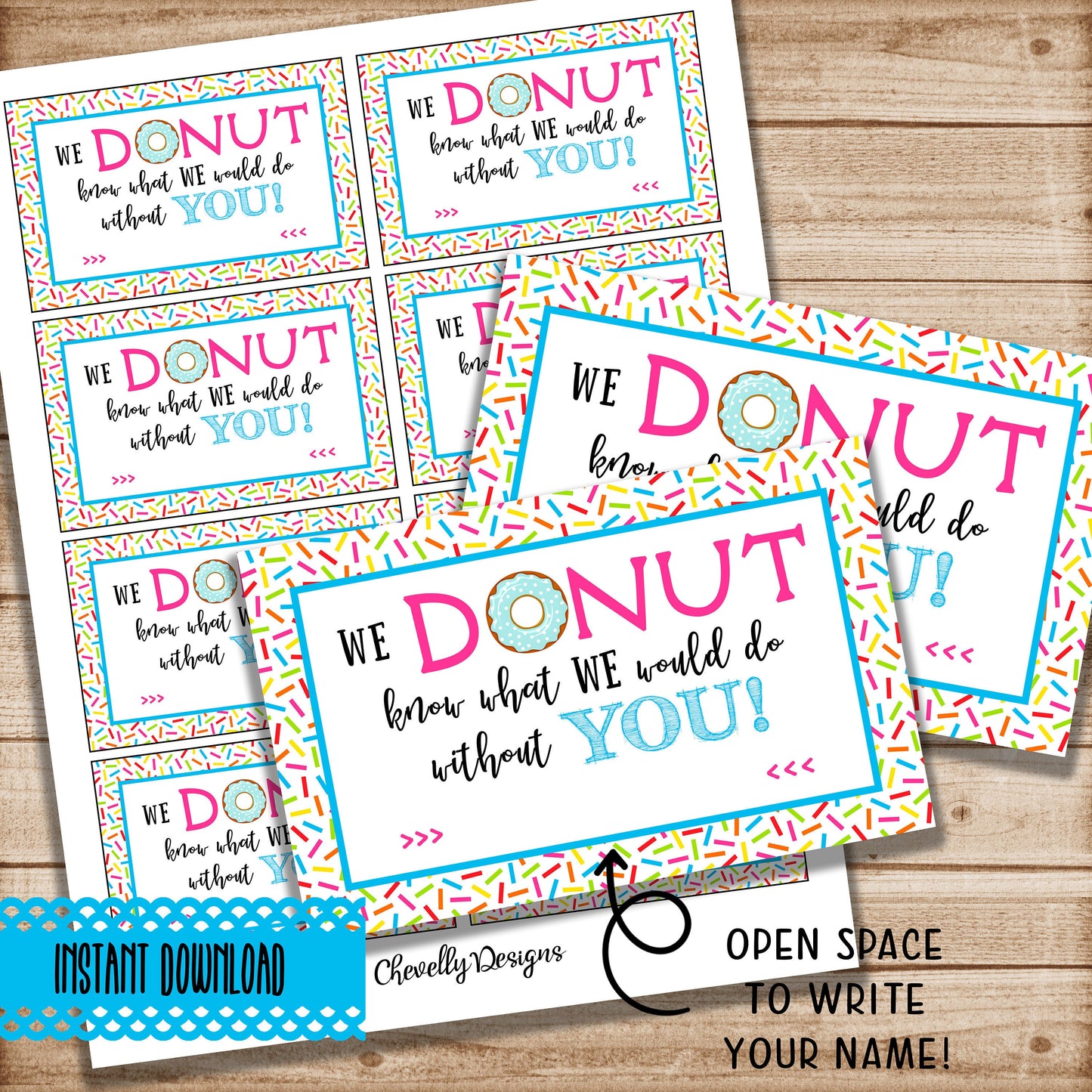 We DONUT Know What We Would Do Without You - Printable Appreciation Gift Tags | Instant Digital Download
