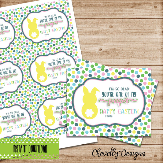 Peep Candy Easter Gift Tags - I'm so glad you're one of my peeps | Printable - Instant Digital File