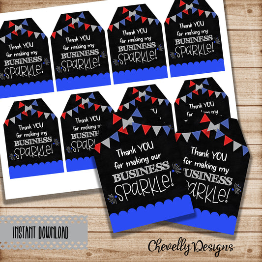 Printable 4th of July Customer Appreciation Gift Tags for Independence Day | Instant Digital Download