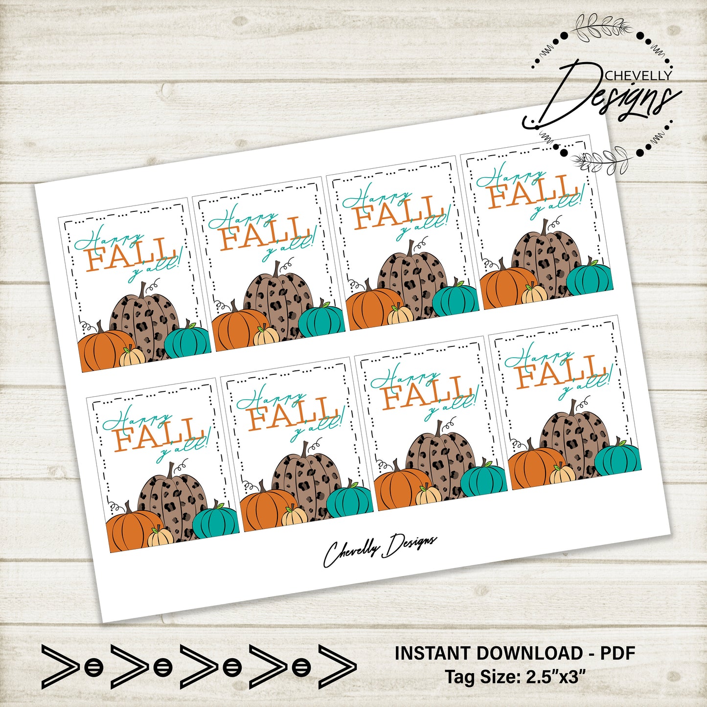 Pumpkin Gift Tags - Happy Fall Yall Pumpkins >>>Instant Digital Download<<<