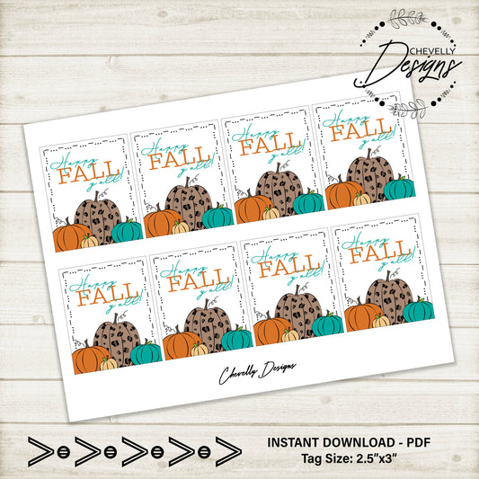 Pumpkin Gift Tags - Happy Fall Yall Pumpkins >>>Instant Digital Download<<<