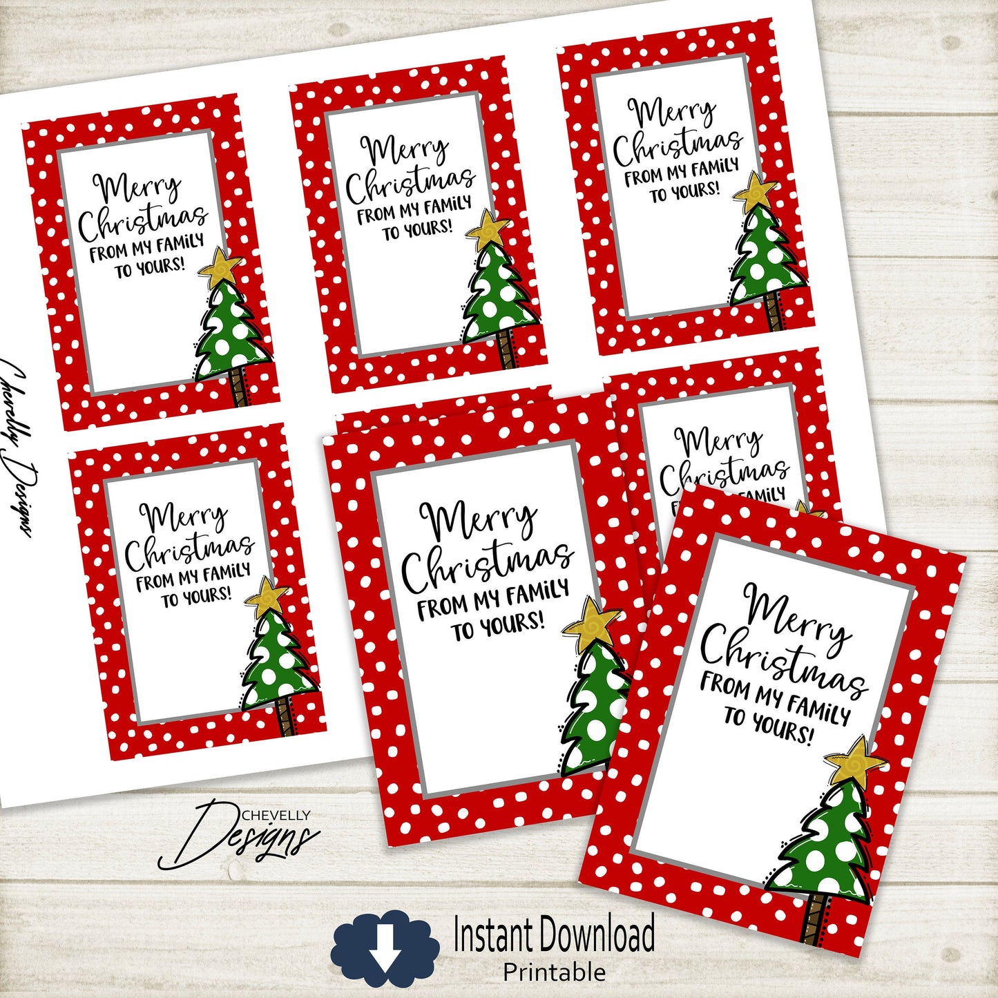 Printable Whimsical Christmas Tree Gift Tags >>>Instant Digital Download<<<