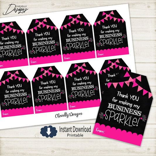 Printable - You Make My Business Sparkle - Gift Tags - Instant Digital Download