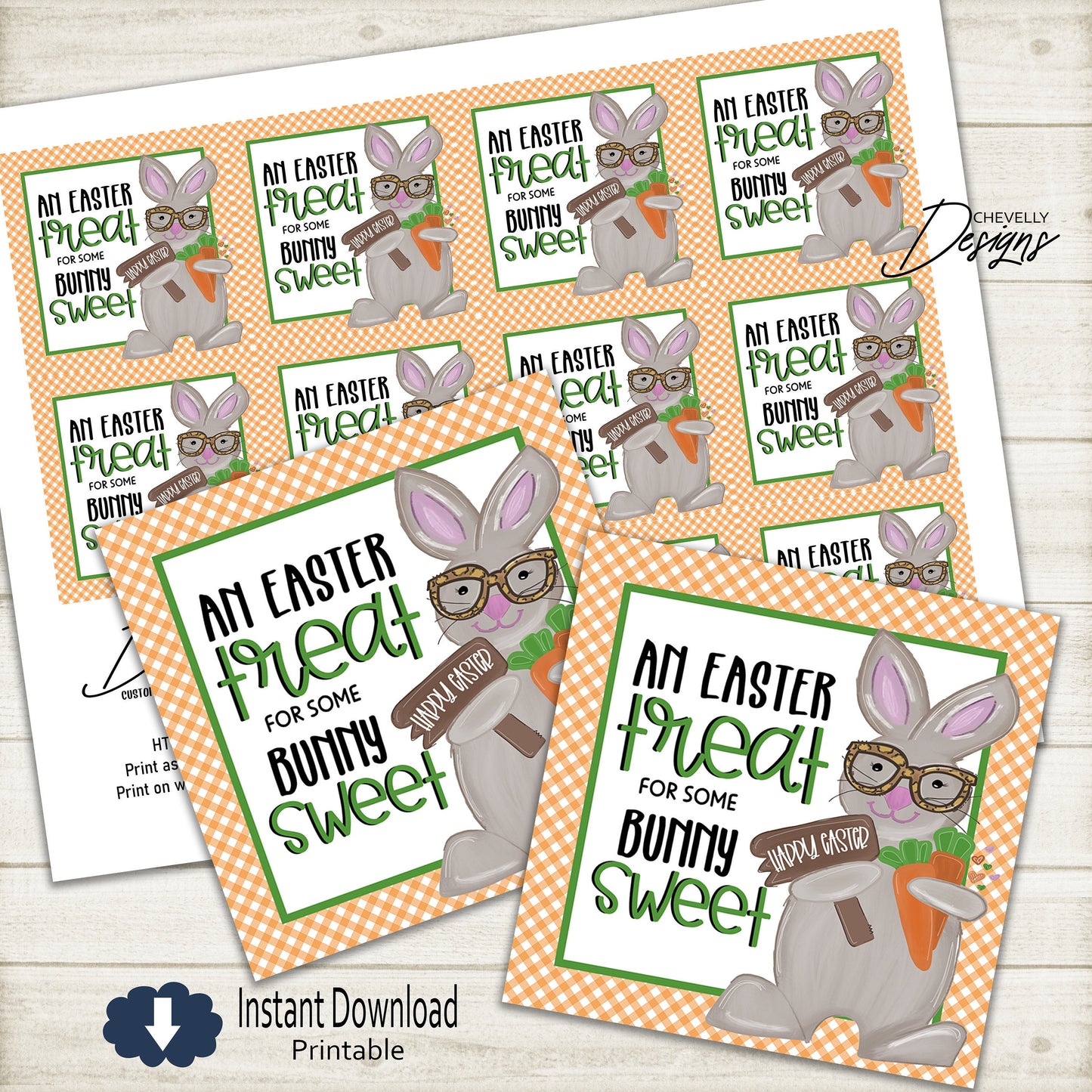 Easter Bunny Treat Gift Tags | Printable - Instant Digital File