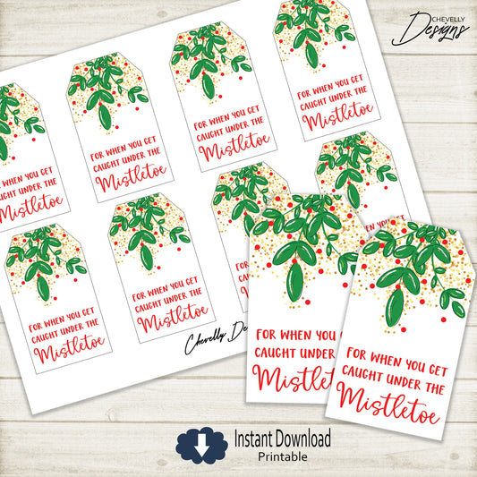 Printable Mistletoe Christmas Gift Tags for Candy Kisses >>>Instant Digital Download<<<