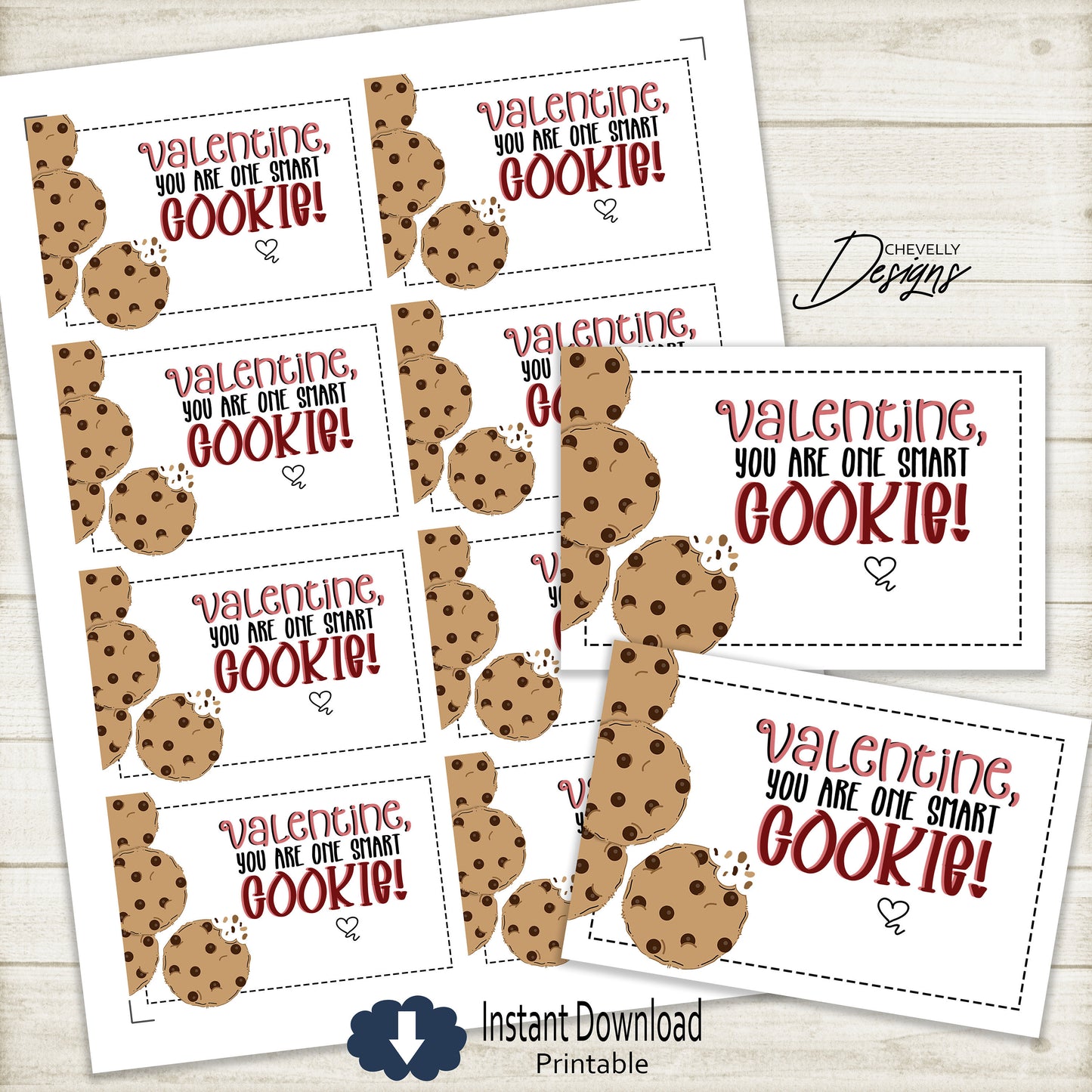 Printable Smart Cookie Valentines >>>Instant Digital Download<<<
